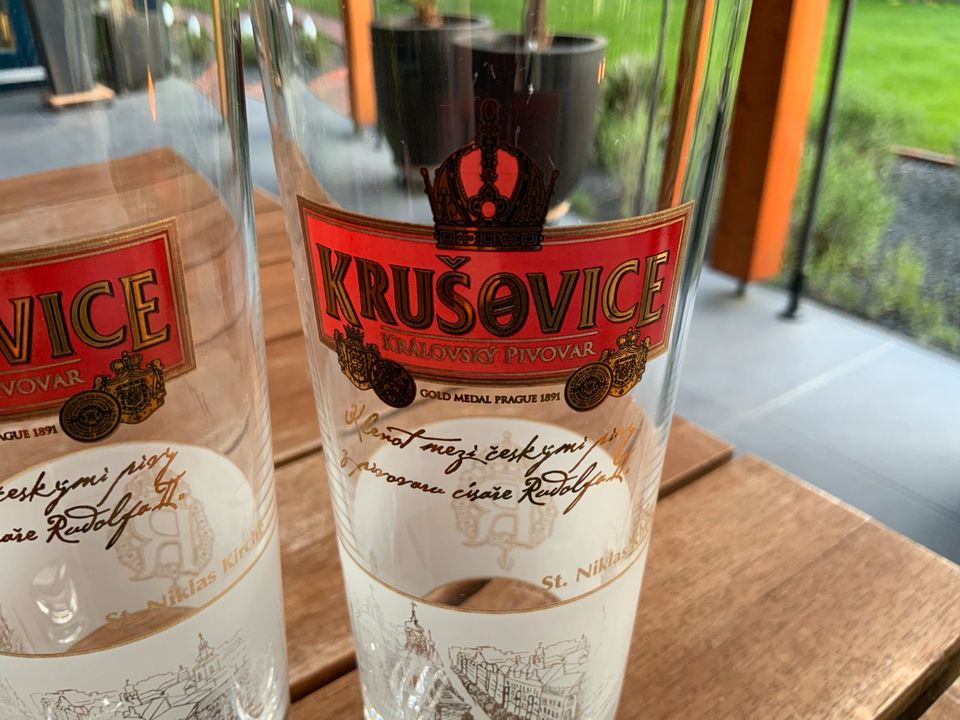 3 Biergläser, Brauerei Krusovice, wie neu in Bruchhausen-Vilsen