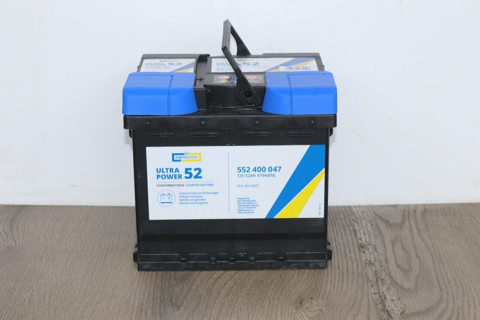 Autobatterie CARTECHNIC 12 Volt Starterbatterie 52ah in Nordrhein-Westfalen  - Eitorf, Ersatz- & Reparaturteile