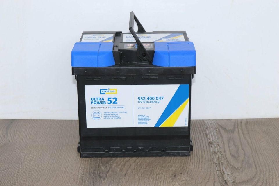 Autobatterie CARTECHNIC 12 Volt Starterbatterie 52ah in Eitorf