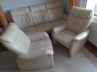 Ledergarnitur, Dreisitzer Sofa Couch, 2 Sessel, creme Dresden - Blasewitz Vorschau