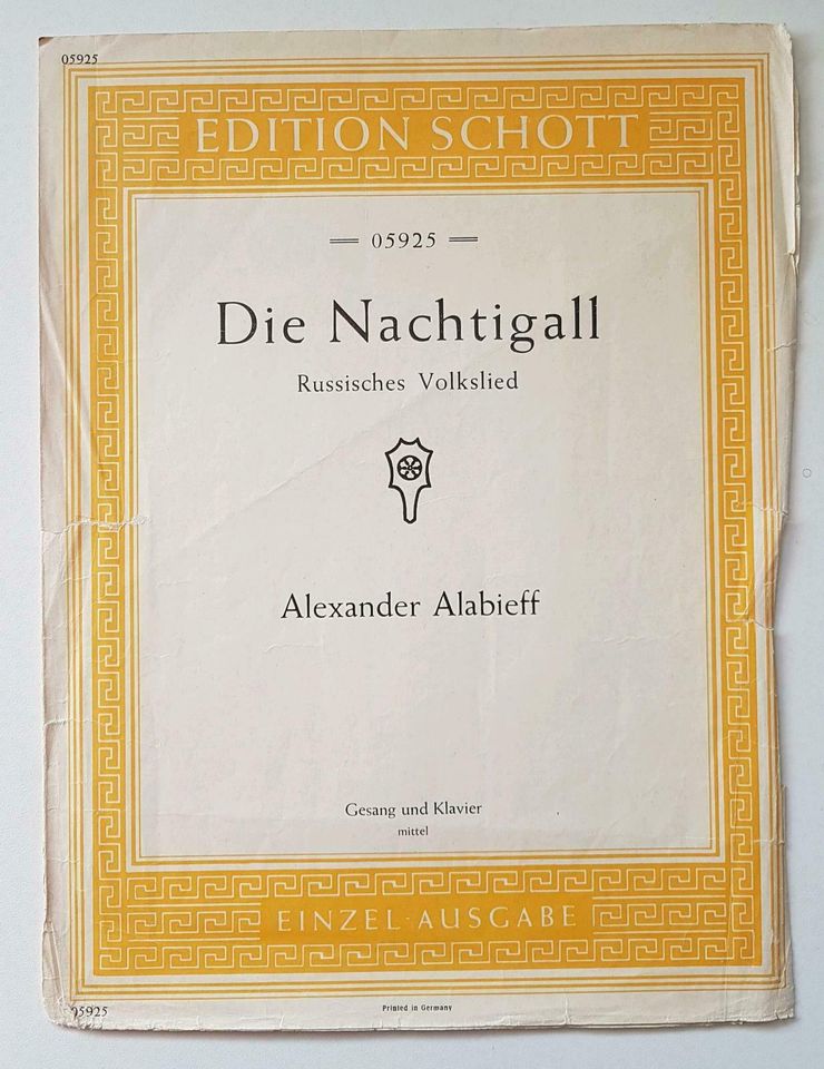 Noten Klavier "Die Nachtigall" Alabieff in Wasbüttel