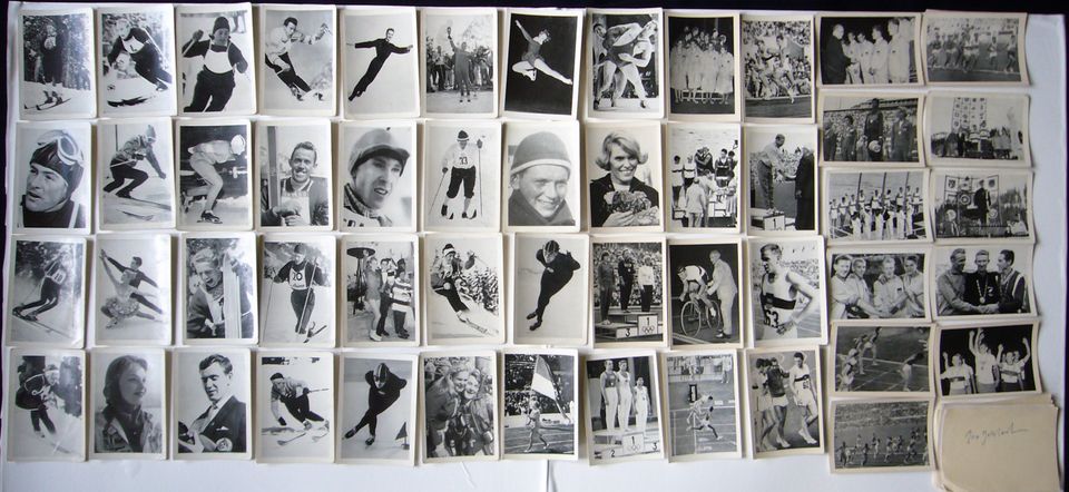 51 s/w Fotos + 13 Unterschriften der Olympia-Sieger 1960 in Meinerzhagen