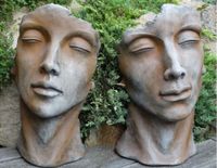 Vidroflor Skulptur Gesicht Steinguss klein Mann & Frau Rosteffekt Nordrhein-Westfalen - Hövelhof Vorschau
