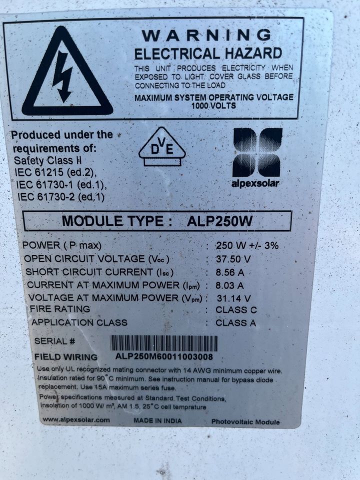 24x PV Photovoltaik Panel Module 245 und 250 Watt von Alpex in Frankenthal (Pfalz)