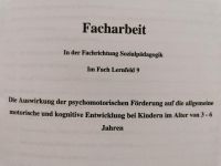 Facharbeit Psychomotorik Bewegung Kita Erzieher kognitive entwick Sachsen - Klipphausen Vorschau