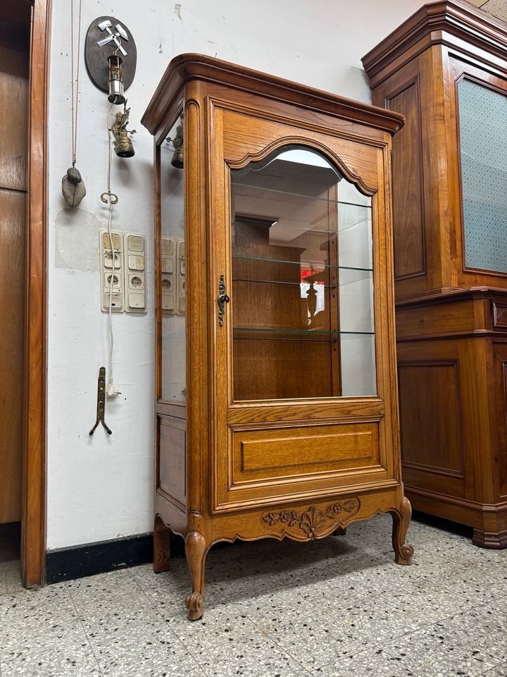 Kleine Vitrine Vollholz Eiche rustikal Glas Schrank antik Stil in Völklingen