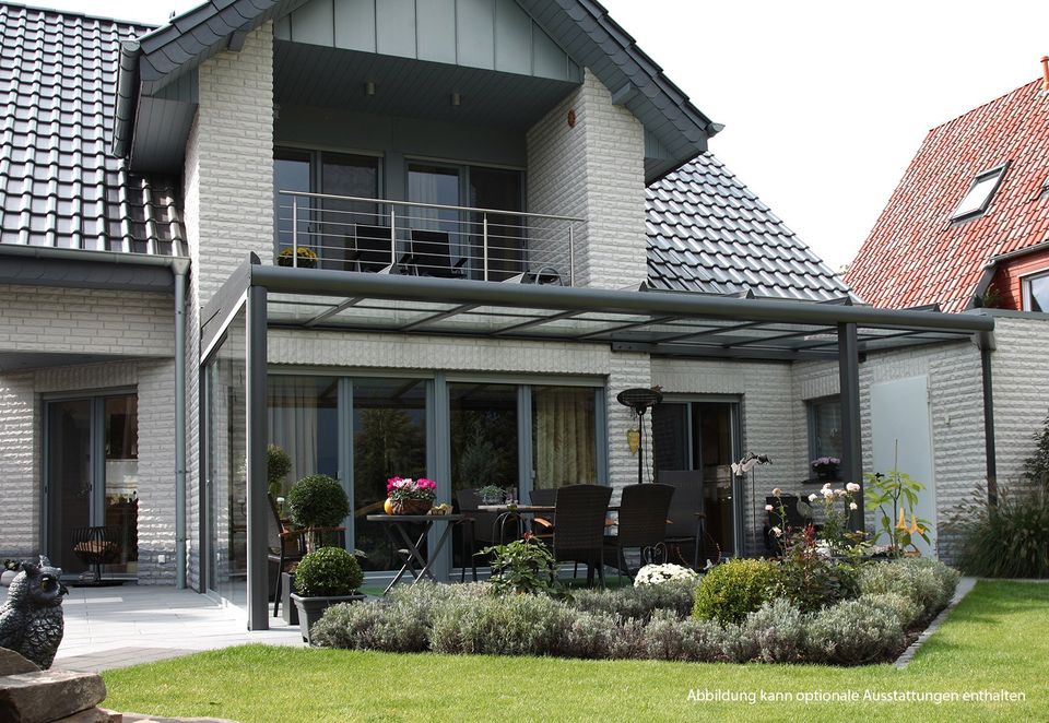 Aluminium Terrassenüberdachung 5m x 3m mit VSG Glaseindeckung in Nordhorn