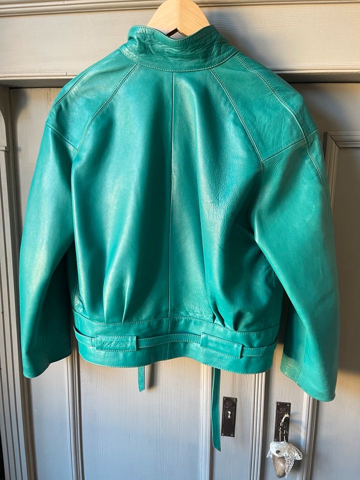 Hochwertige Echt Leder Jacke Blouson Vintage Türkis blau grün in Hamburg