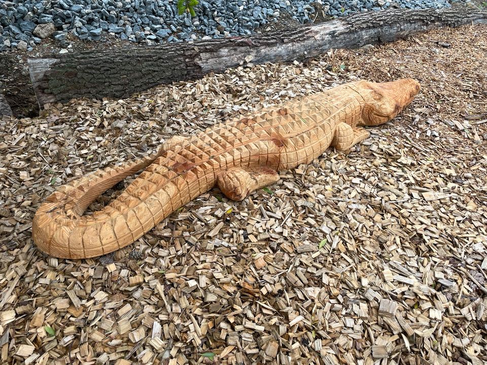 Skulptur Krokodil „Saltie“  Deko Holzskulptur Bildhauer in Bad Berka