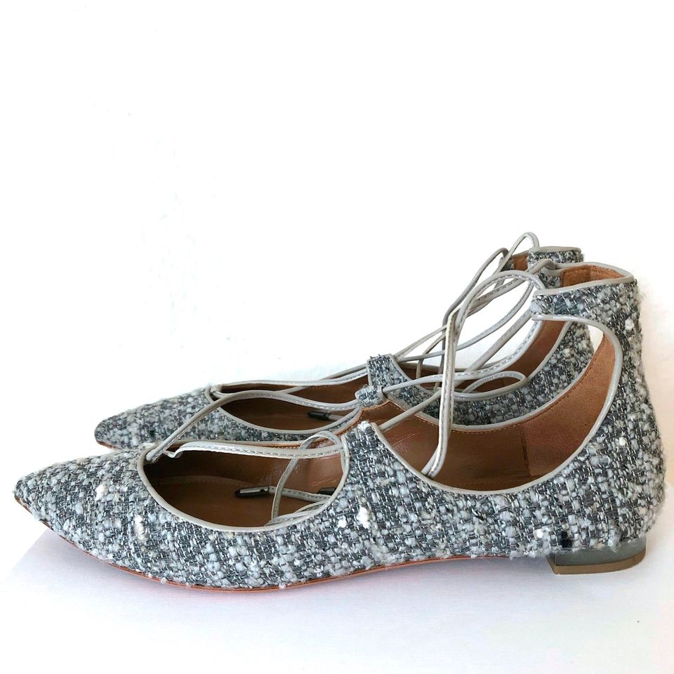 Aquazzura Ballerinas Christy Pumps Grau 39,5 Tweed Boucle Leder in Hamburg