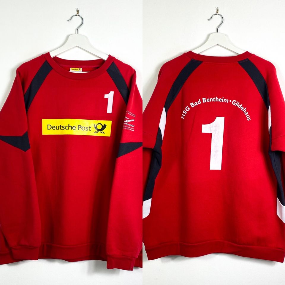 Vintage Deutsche Post Sweater Gr.L Rot Handball 90er 90s y2k in Gronau (Westfalen)