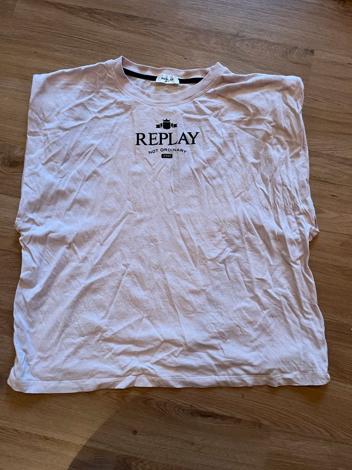 Replay T Shirt rosa Rose Gr L mit Schulterpolstern in Osterode am Harz