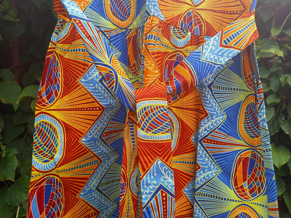 afrikanisches Kleid Gr. S Kente orange blau NEU 100% Baumwolle in Denzlingen