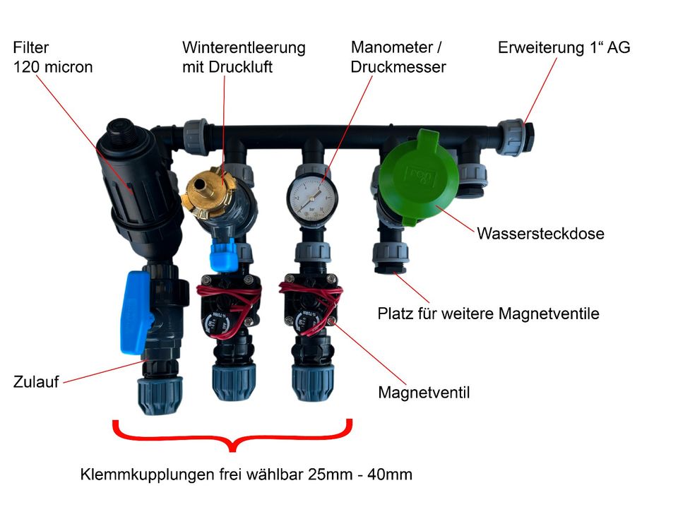 Kopfstation mit 2 Hunter Magnetventilen + vorgebohrte Jumbobox, mit oder ohne Wassersteckdose, Ventilbox, Wasserverteiler, Verteilerstation, automatische Bewässerung in Steinach b. Straubing