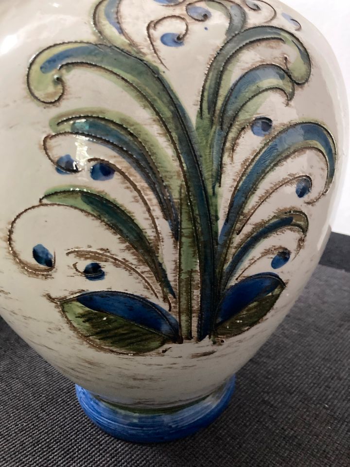 Bodenvase Keramik Blumen Landhaus weiß blau Vase Krug in Backnang