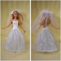 Barbie Puppen Glitzer Kleid Weiß Silber Prinzessin Braut Hochzeit Brandenburg - Perleberg Vorschau