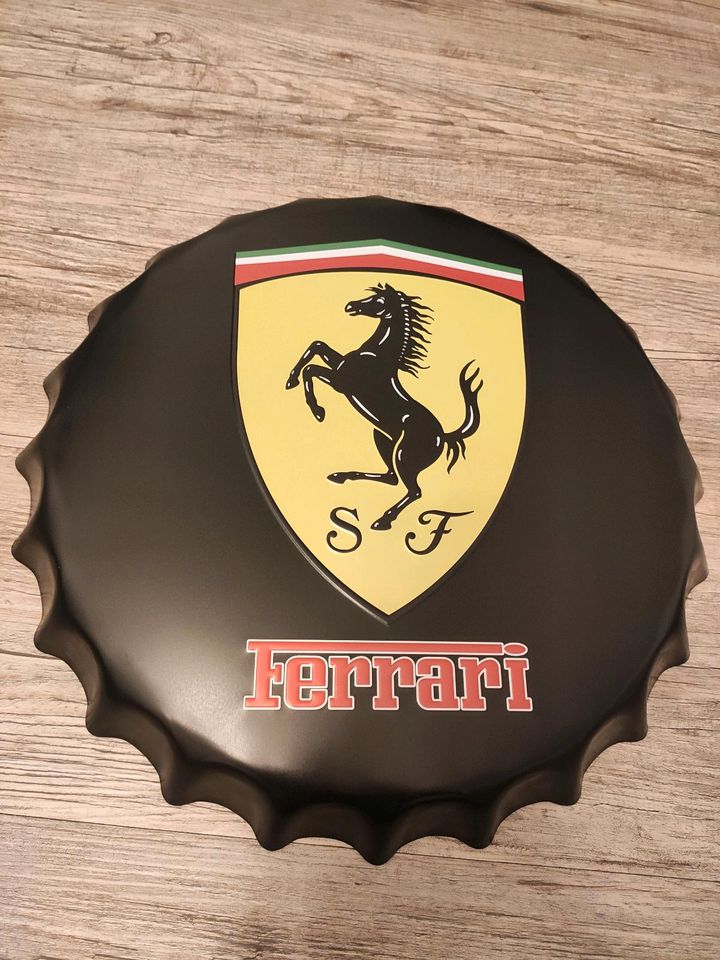 Kronkorken Blechschild 3D Ferrari 40cm in Magstadt