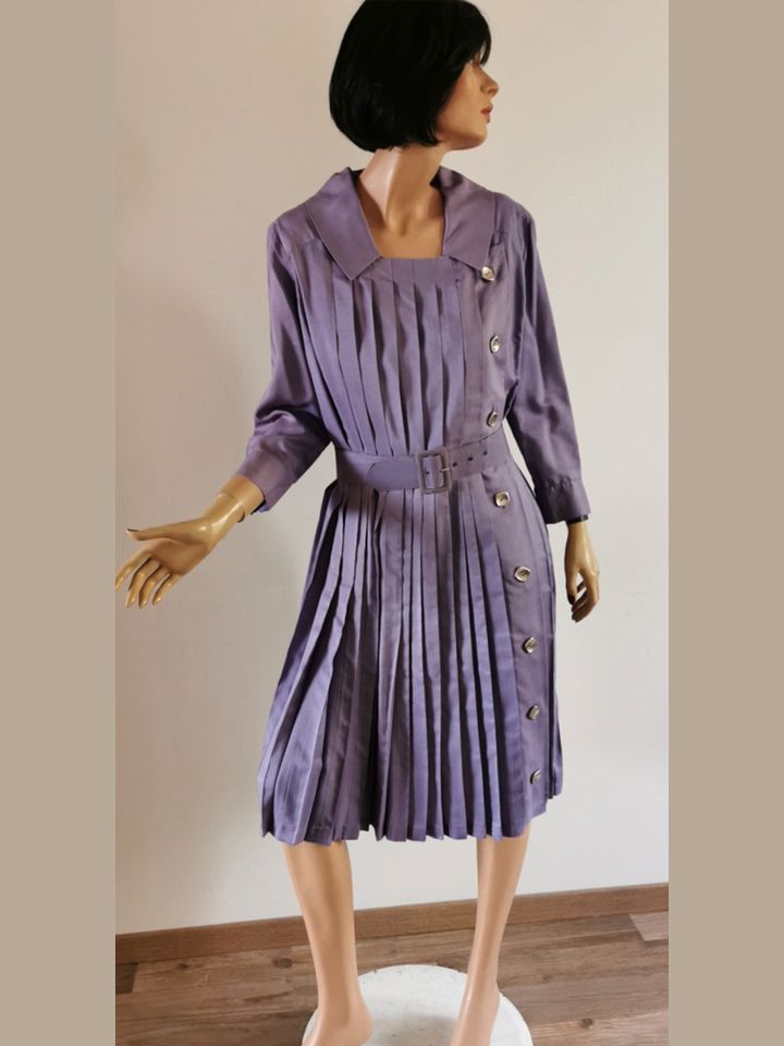 vintage Plissee-Kleid 60er Jahre Seide Unikat Flieder 38 Twiggy in München