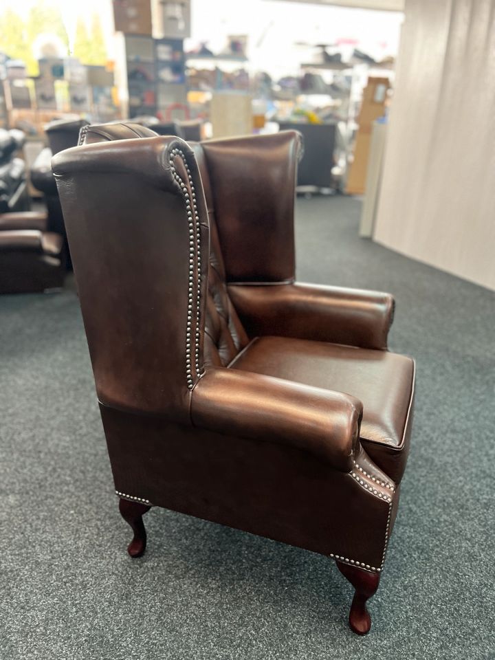 Chesterfield Ohrensessel Sessel Echtleder Leder UK Möbel UVP1899€ in Alsfeld