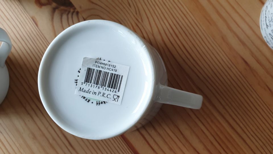 Krasilnikoff Henkelbecher weiß happy mug Becher NEU Stück 6,00 in Ganderkesee