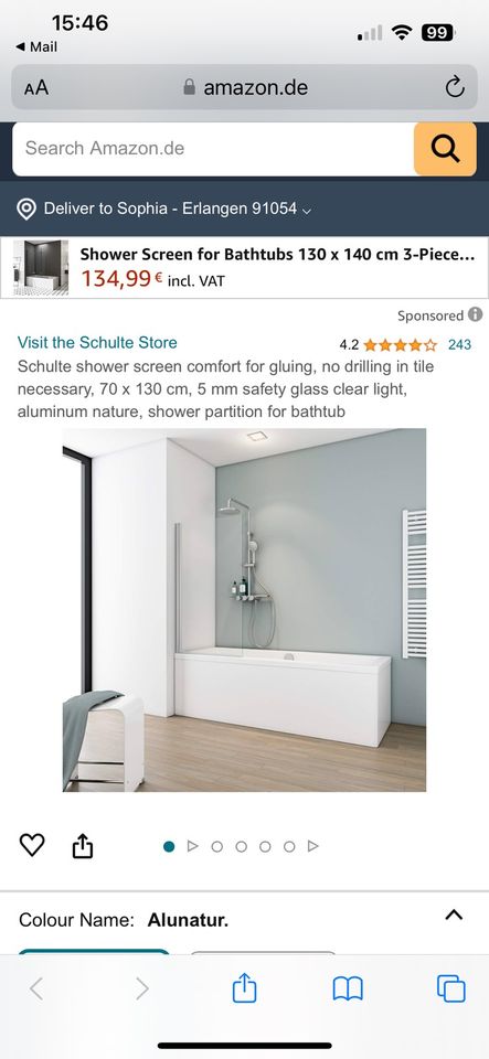 Shower screen for bathtub brand new in München