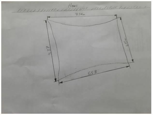 Sonnensegel Maße Segel: 7,20 x 4,13 x 5,58 x 4,37m, LKW-Plane in Ibbenbüren