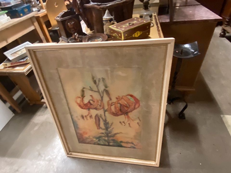 Bild Gemälde Aquarell Blumen vintage 50er Jahre in Telgte