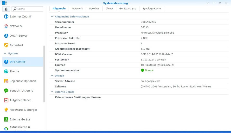 Synology DS213 NAS mit 2x3 GB in Wald