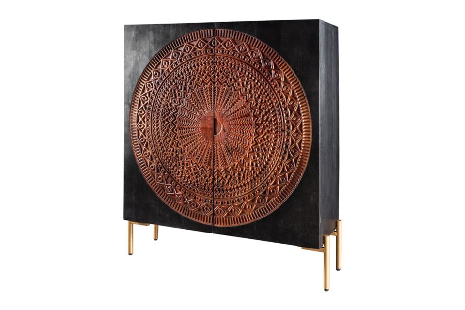 Massives Highboard MANDALA 120cm Mangoholz schwarz goldene Füße Anrichte Riess-Ambiente in Hamburg