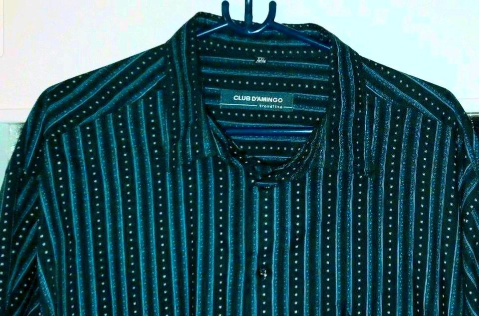 XXL: Trendhemd Herren-Gr. 45-48, Langarmhemd Blue~Black gestreift in Leipzig