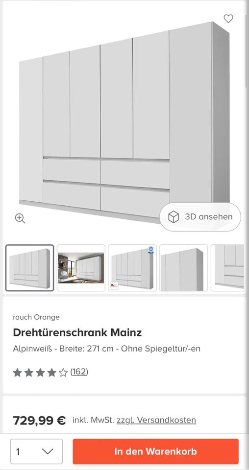 Kleiderschrank - Drehtürenschrank Mainz Alpinweiß(Selbstabholung) in Saarbrücken