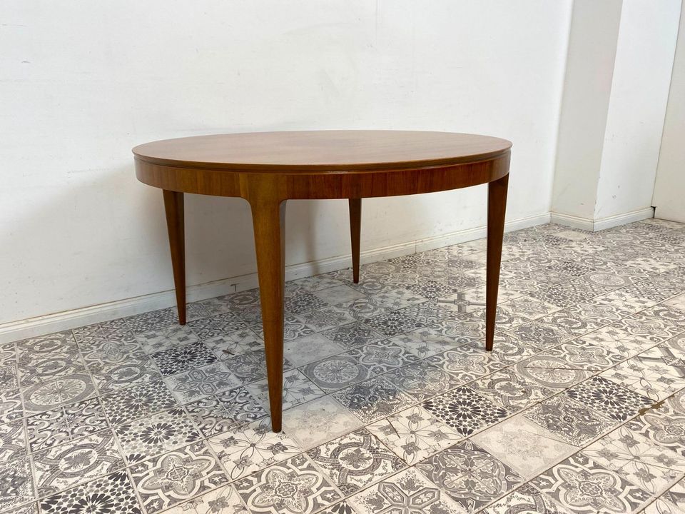 WMK Besonders schöner & sehr gut erhaltener runder skandinavischer Designer Couchtisch von Ole Wanscher für AJ Iversen aus den 1950ern # Wohnzimmertisch Coffee Table Danish Design Mid-Century Vintage in Berlin