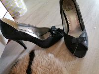 Neu ❤️ Schuhe schwarz Glitzer high heels pumps peeptoe 37 Silber Bayern - Straubing Vorschau