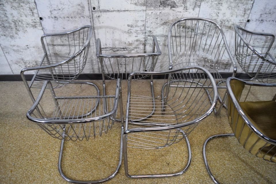 60er 70er Jahre Gastone Rinaldi Chrome Wire Chair Esszimmerstühle in Hannover