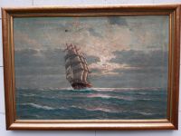 Antikes Oilbild auf Leinwand-Segelschiff Brandenburg - Schönwalde-Glien Vorschau