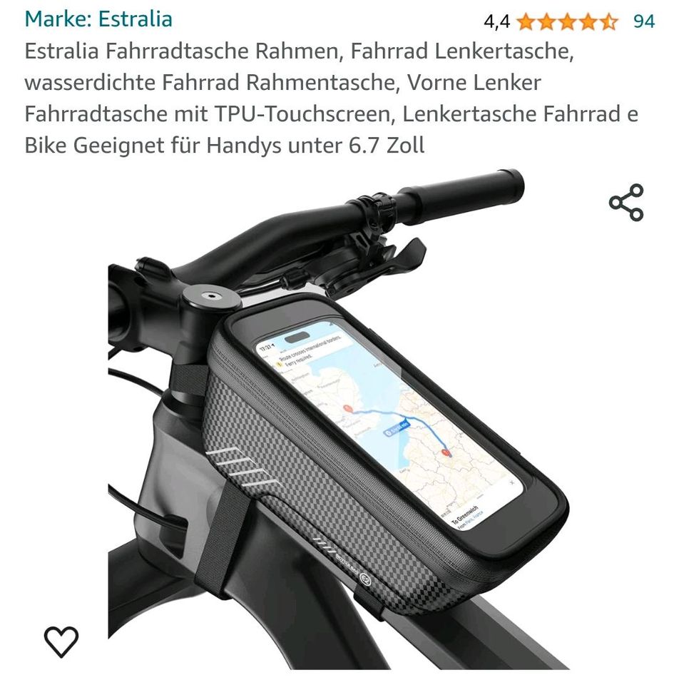 Estralia Fahrradtasche Lenkertasche TPU Touchscreen in Ampfing