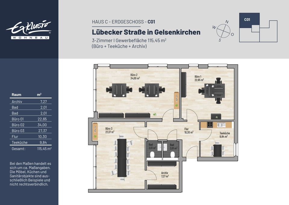 Ideal als Büro oder Praxis: Gewerbefläche im Neubau-Energieeffizienzhaus in Gelsenkirchen