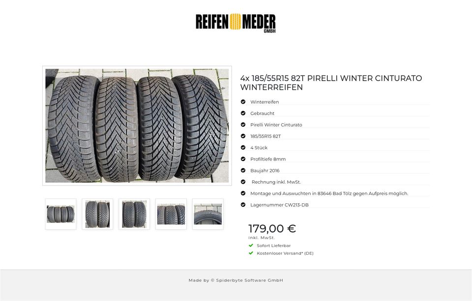 4x 185/55R15 82T PIRELLI WINTER CINTURATO WINTERREIFEN #5582 in Bad Tölz