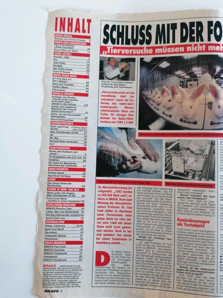 Bravo Zeitschrift Nr. 19 April 1992 Deko Party Pur Roxette in Klettbach