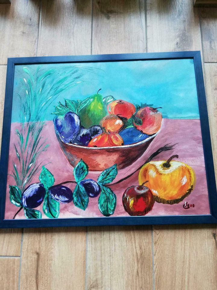 Bild, Gemälde Obst Obstschale, wie neu! in Hechthausen