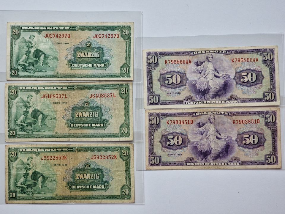 Bank Deutscher Länder BDL Mark DM Scheine Banknoten 1948 in Bremen