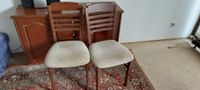 2 braune Stühle mit Bezug im Vintage Look Echtholz dunkelbraun Nordrhein-Westfalen - Moers Vorschau