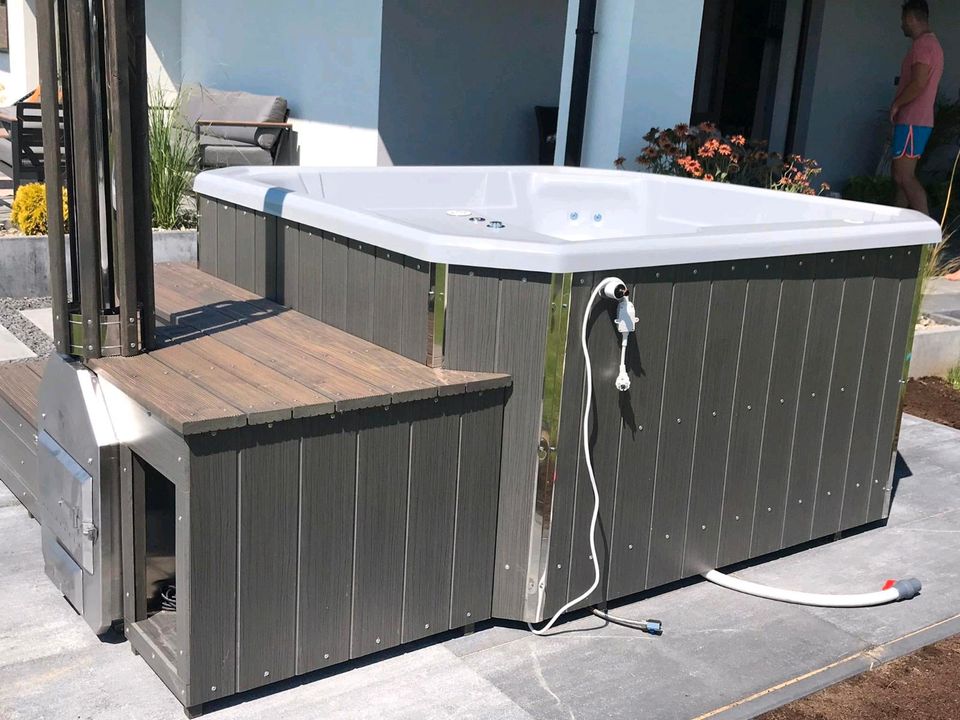 Whirlpool outdoor Hot Tub Jacuzzi mit Holzofen badefass badezuber in Hamburg