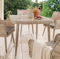 Garten Outdoor Esstisch Glastisch Möbel eckig Rattan Geflecht NEU Schleswig-Holstein - Süderbrarup Vorschau