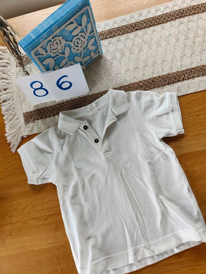 H&M, Poloshirt, weiß, Kragen, Hochzeit, Taufe, Sommer, 86 in Schornsheim