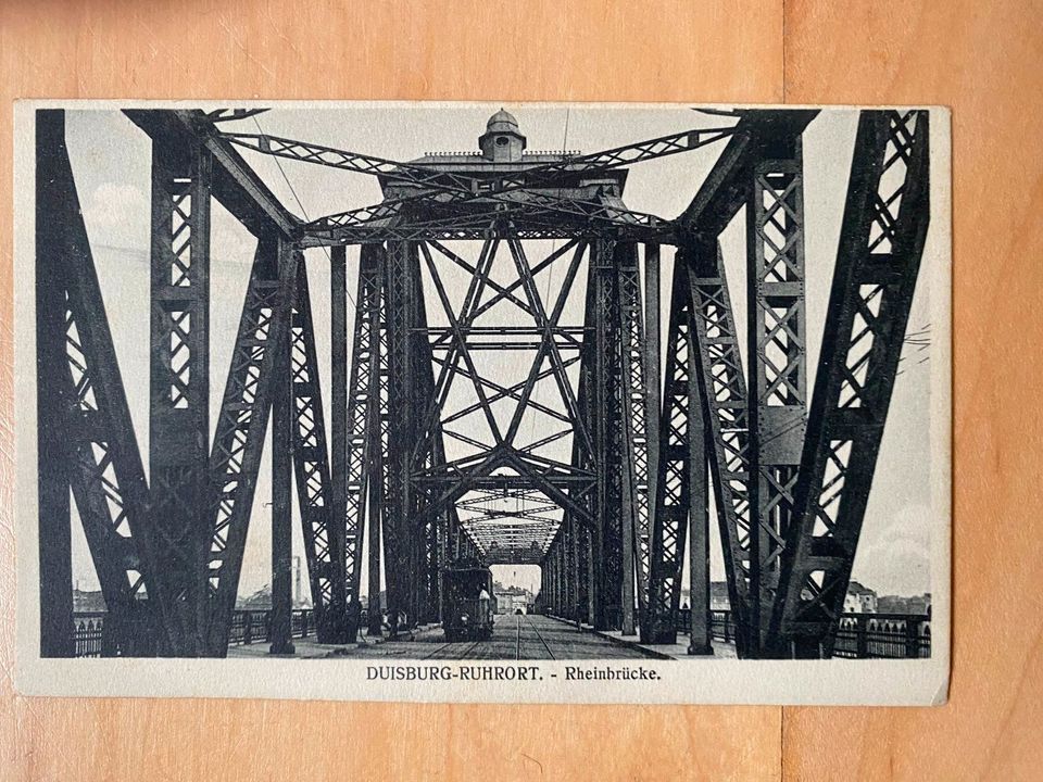 Postkarte 1918: Duisburg Rheinbrücke in OT Zeutern