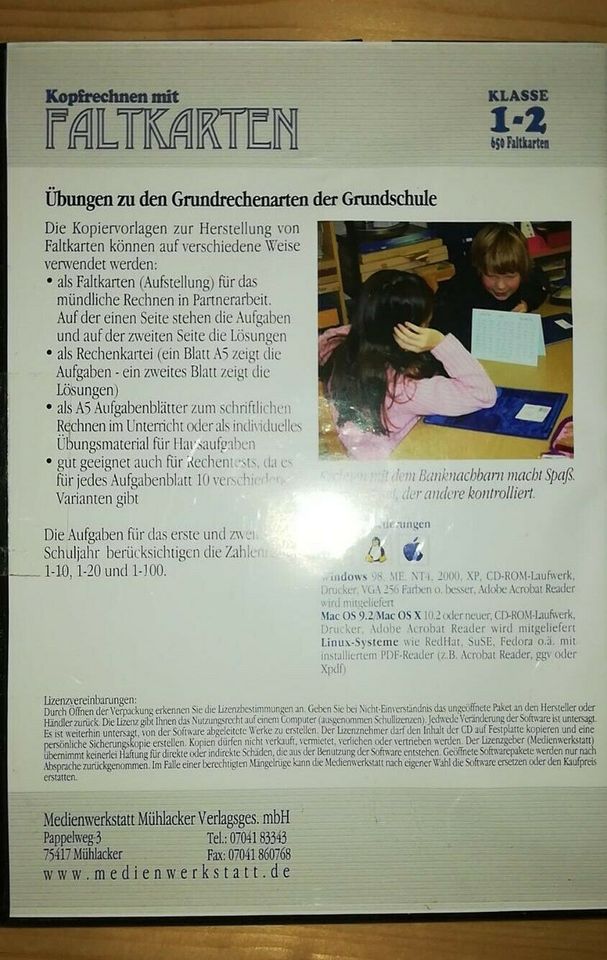 CD ROM Kopfrechnen m Faltkarten Grundschule Lehrer Klasse 1+2 in Hallenberg