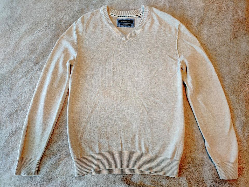Pullover M: Marc O'Polo Pulli V Ausschnitt Sweater beige hell in Schwieberdingen