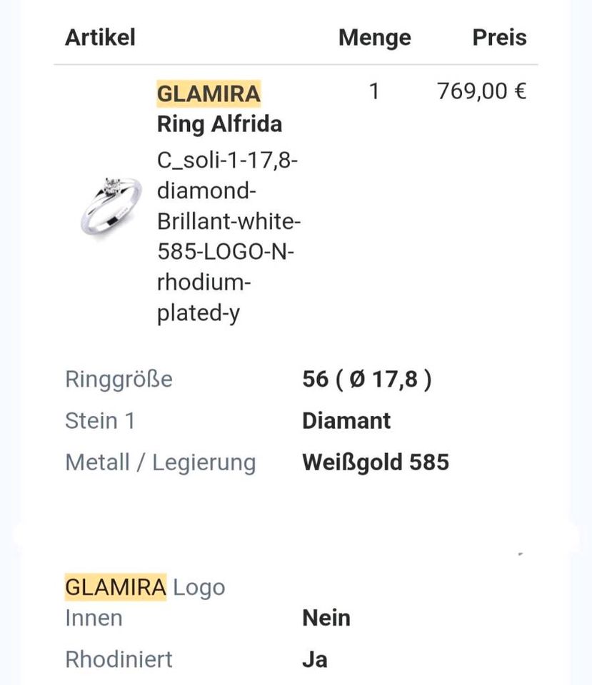 Solitär 56 Diamant 0,25 Karat  Weißgold Damenring in Ammerndorf