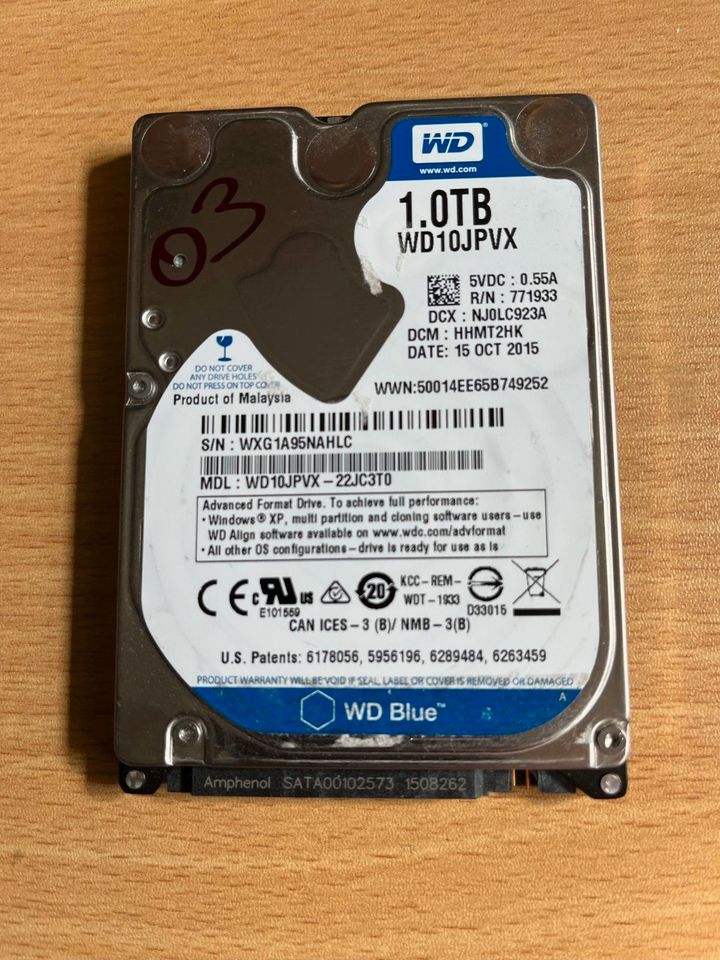 1TB SATA HDD 2,5 Zoll WD Blue WD 10JPVX in Am Großen Bruch